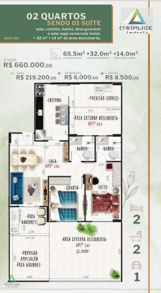 Apartamento, 3 quartos, 99 m² - Foto 1