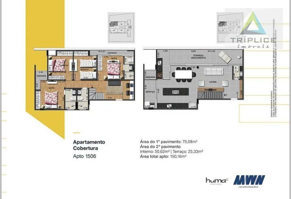 Apartamento à venda com 3 quartos, 73m² - Foto 1