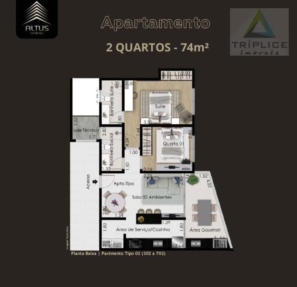 Apartamento, 2 quartos, 74 m² - Foto 1