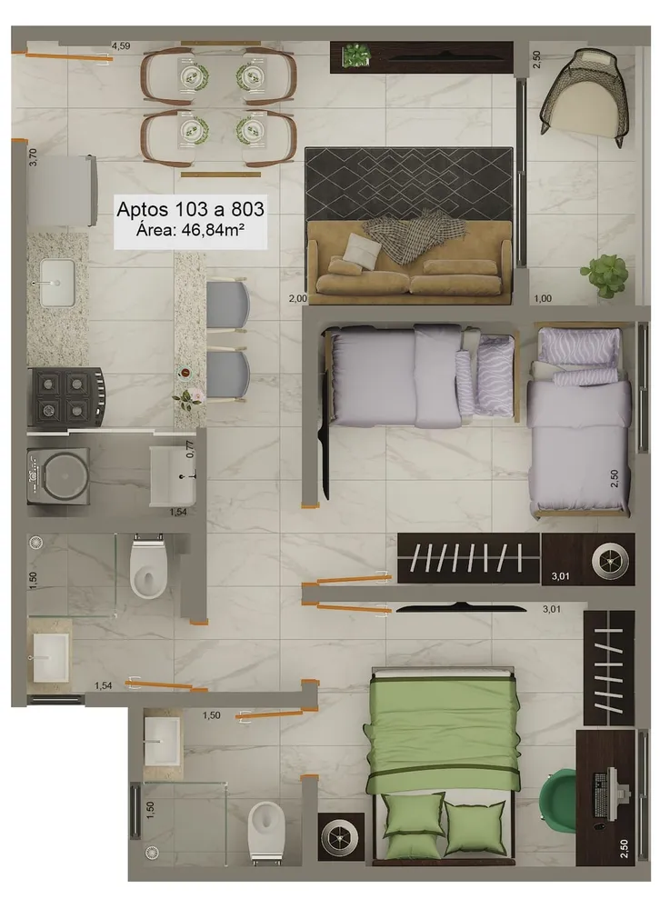 Apartamento, 2 quartos, 46 m² - Foto 10