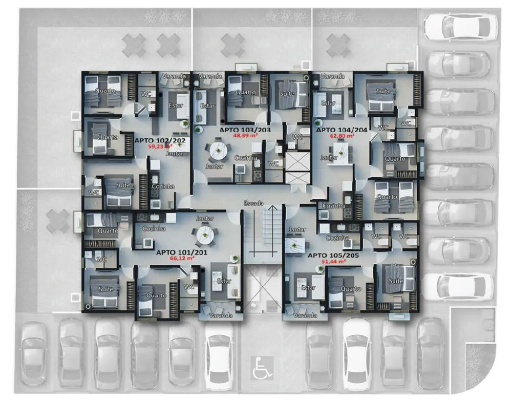 Apartamento, 3 quartos, 59 m² - Foto 7