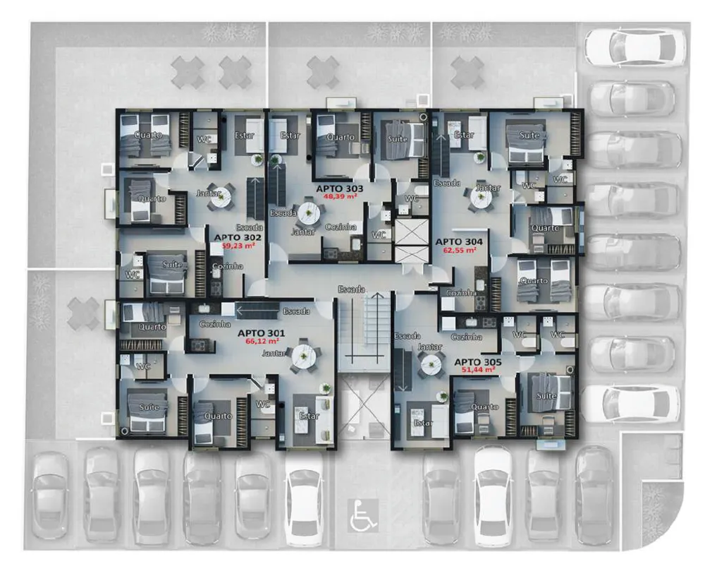 Apartamento, 3 quartos, 59 m² - Foto 5