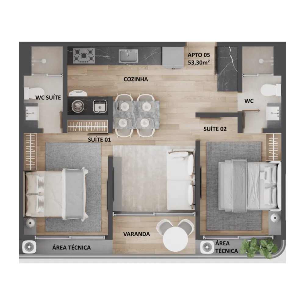 Apartamento, 2 quartos, 57 m² - Foto 3