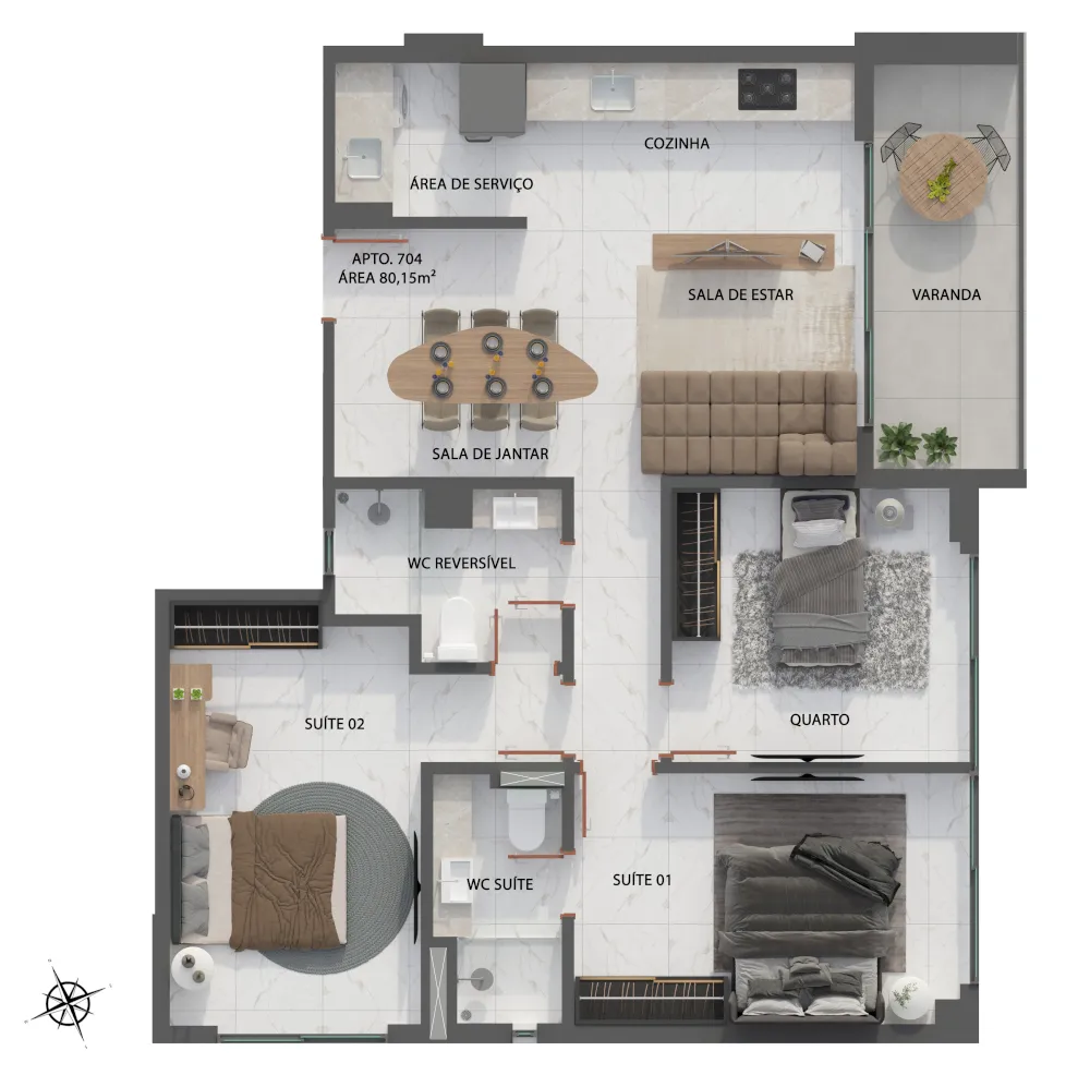 Apartamento, 2 quartos, 66 m² - Foto 7