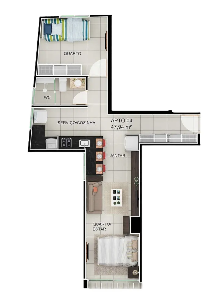 Apartamento, 2 quartos, 47 m² - Foto 7