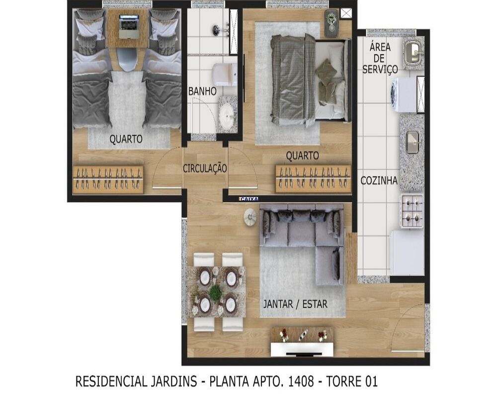 Apartamento, 2 quartos, 48 m² - Foto 2