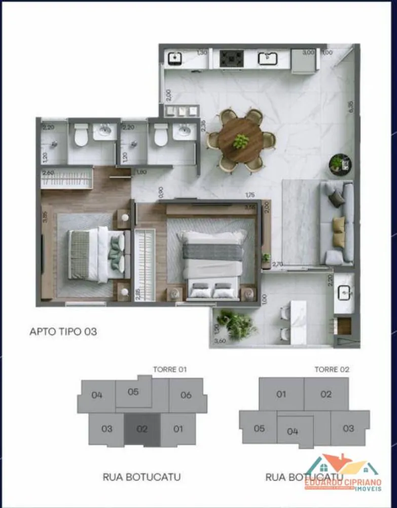 Apartamento, 2 quartos, 63 m² - Foto 2