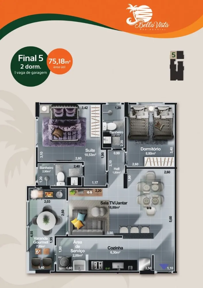 Apartamento, 2 quartos, 75 m² - Foto 4
