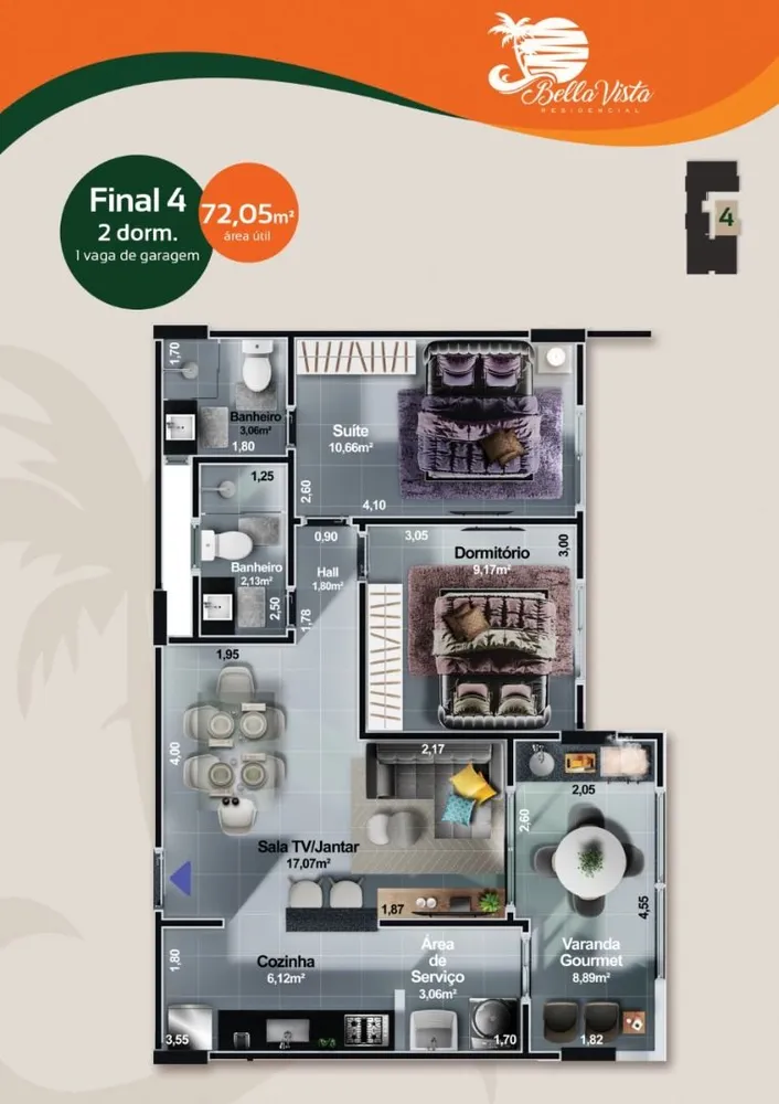Apartamento, 2 quartos, 72 m² - Foto 4