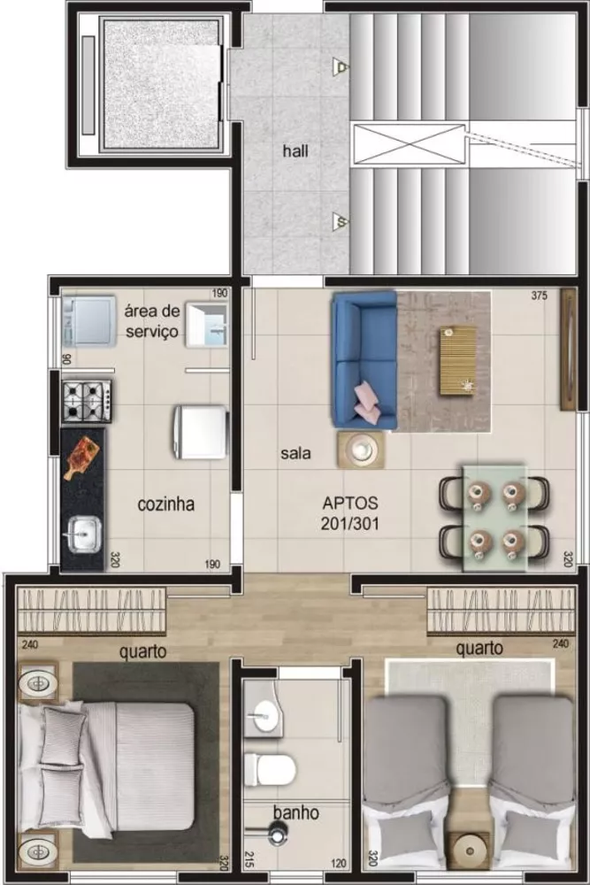 Apartamento à venda com 2 quartos, 57m² - Foto 3