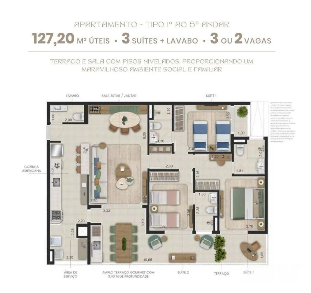 Apartamento, 3 quartos, 127 m² - Foto 1