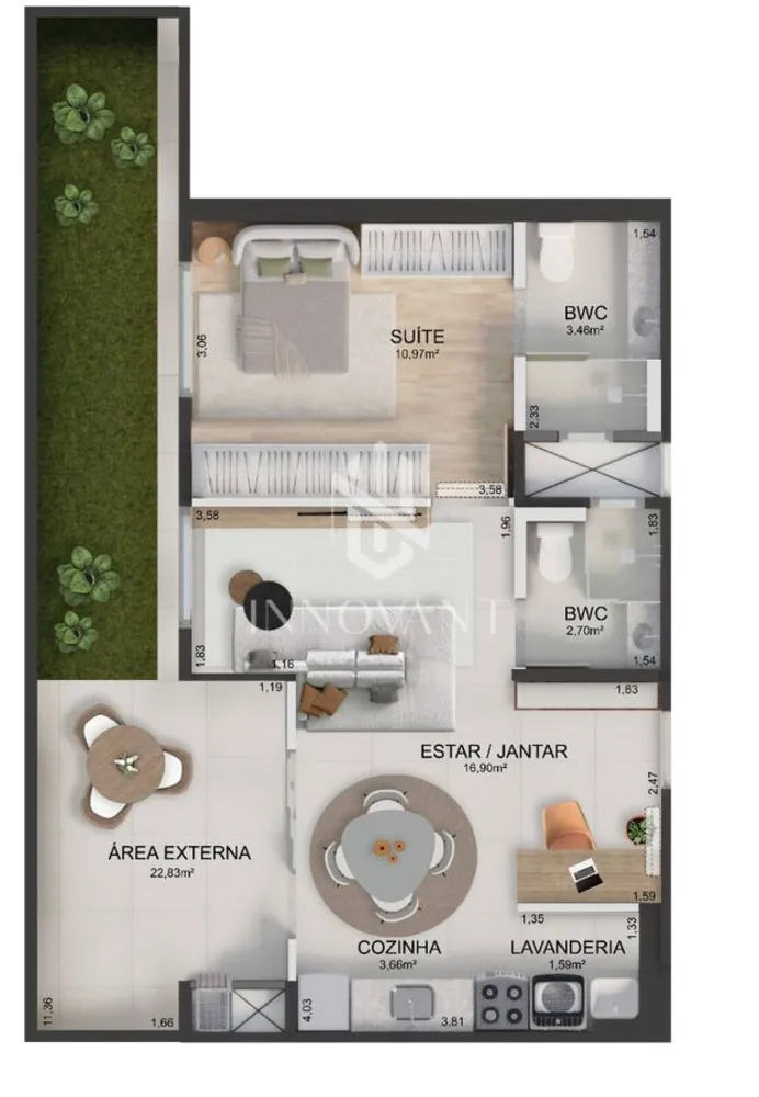 Apartamento, 1 quarto, 49 m² - Foto 3