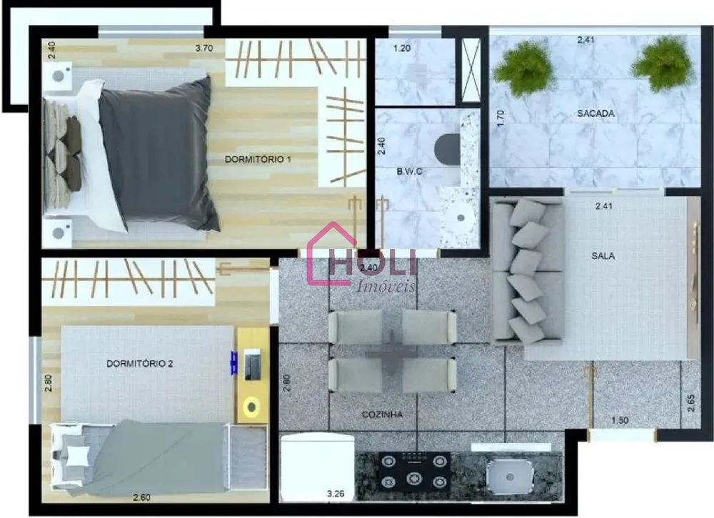 Apartamento, 2 quartos, 38 m² - Foto 2