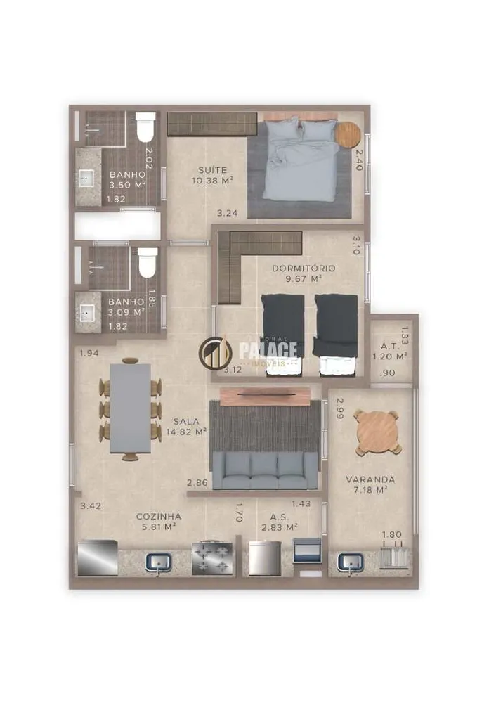 Apartamento, 2 quartos, 69 m² - Foto 3