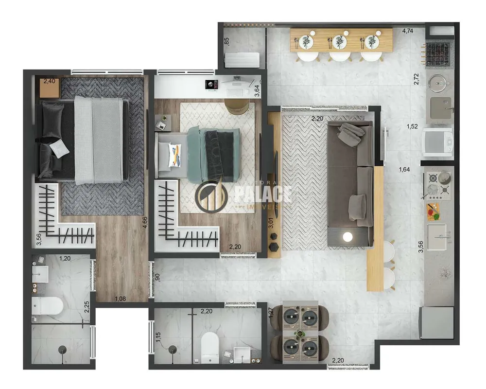 Apartamento, 2 quartos, 57 m² - Foto 2