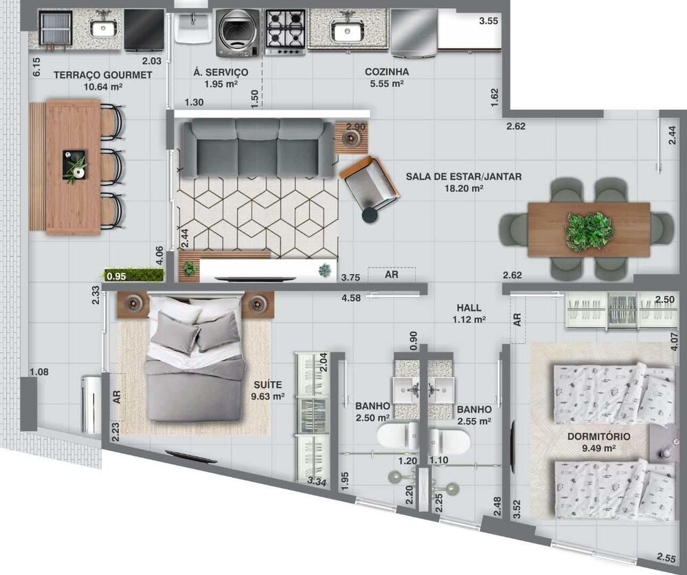 Apartamento, 2 quartos, 68 m² - Foto 3