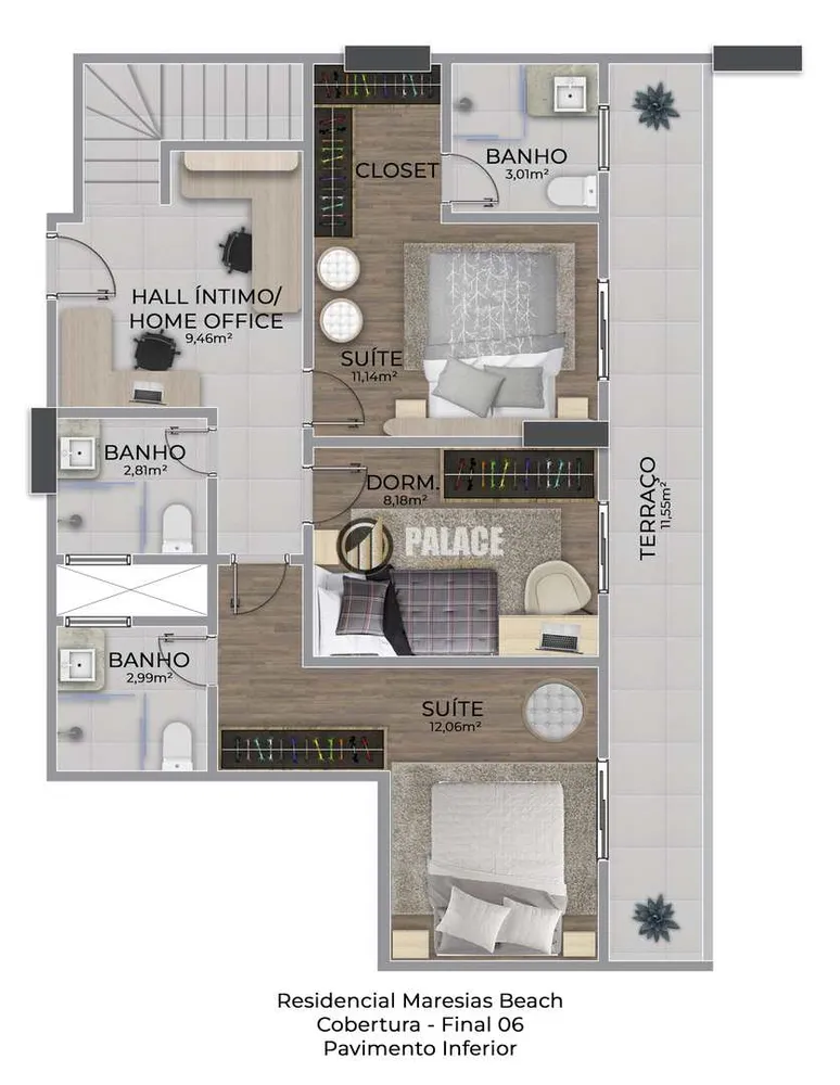 Cobertura, 3 quartos, 154 m² - Foto 7