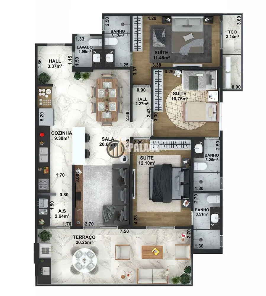 Apartamento, 3 quartos, 118 m² - Foto 2