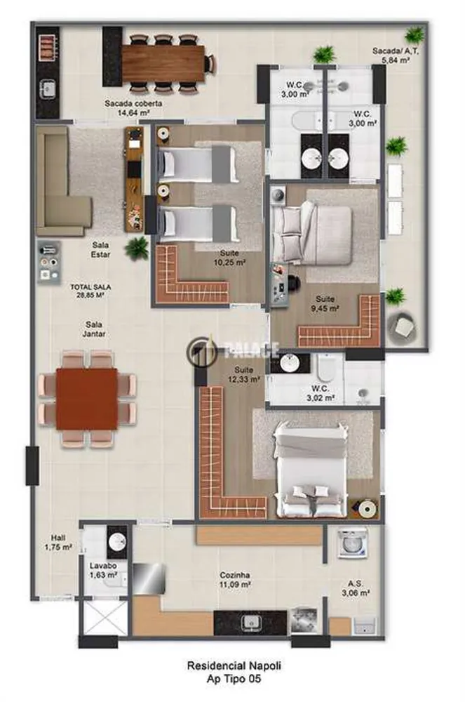 Apartamento, 3 quartos, 120 m² - Foto 1