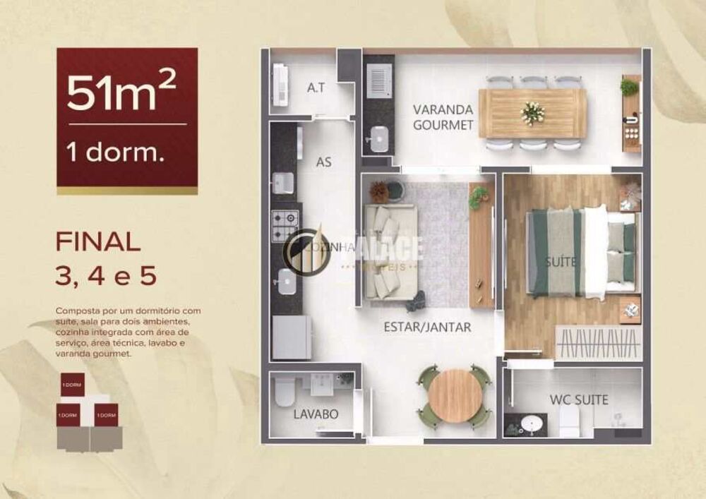 Apartamento, 1 quarto, 51 m² - Foto 8