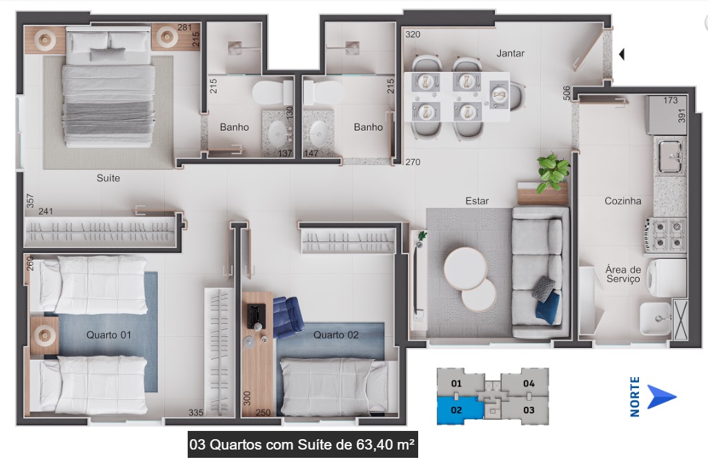 Apartamento à venda com 3 quartos, 64m² - Foto 4