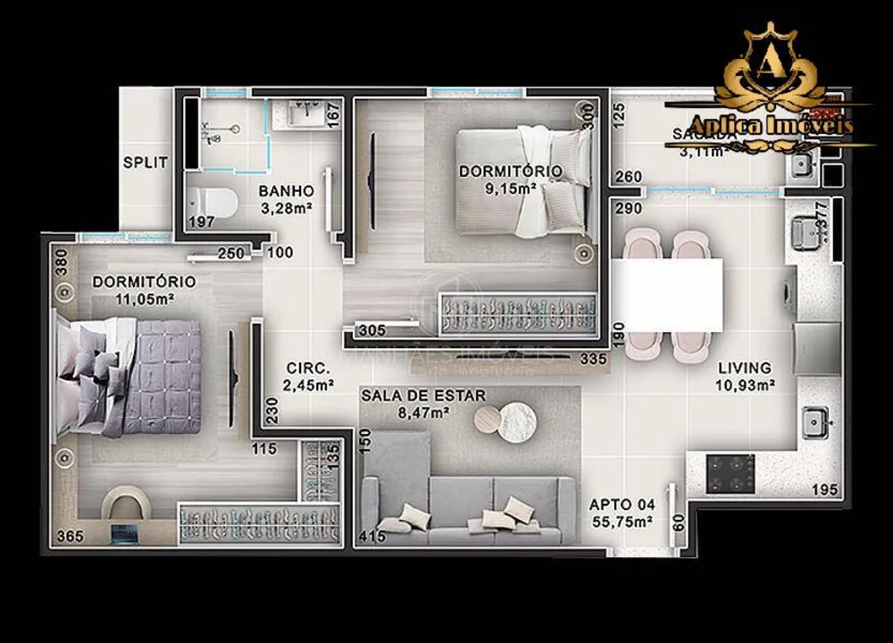 Apartamento, 2 quartos, 55 m² - Foto 3