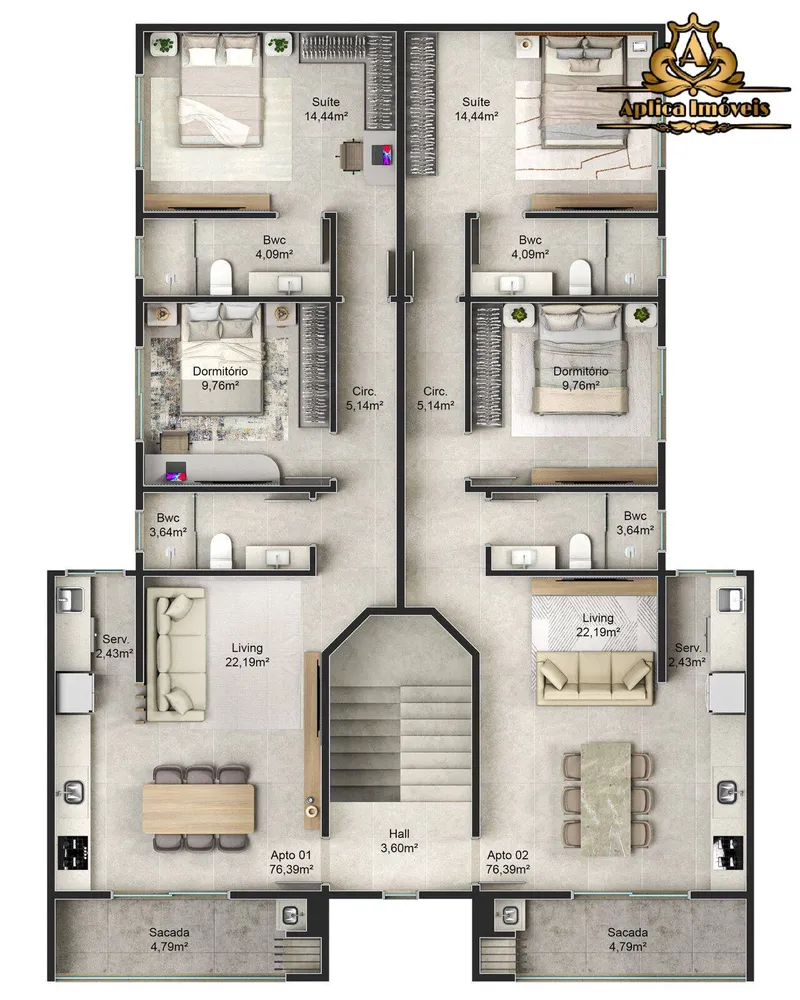 Apartamento, 2 quartos, 75 m² - Foto 2