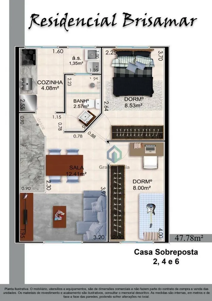 Casa, 2 quartos, 47 m² - Foto 3