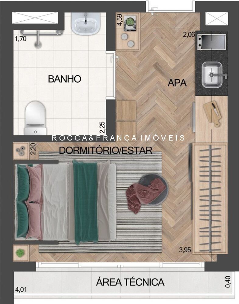 Apartamento, 1 quarto, 19 m² - Foto 2