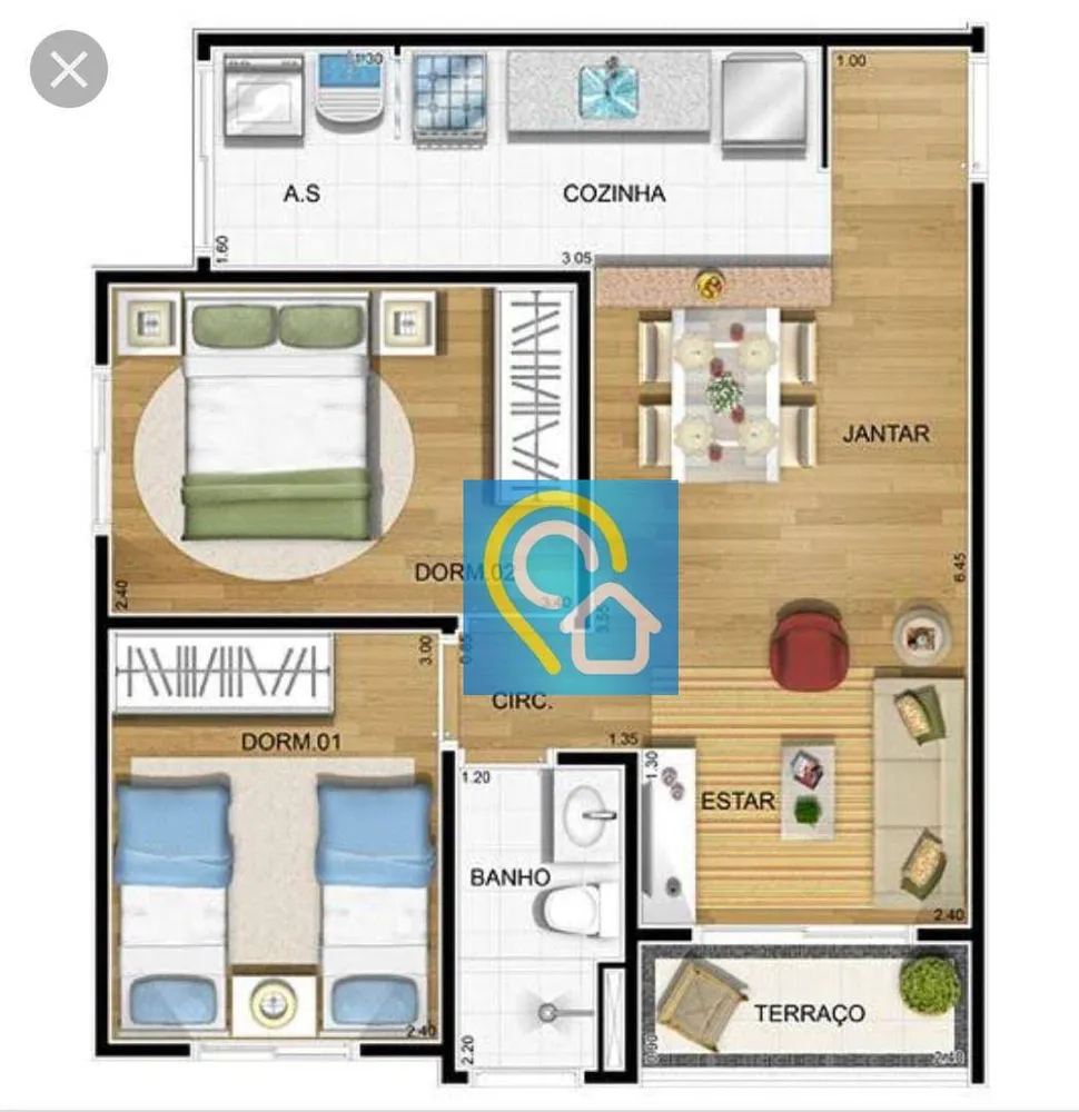 Apartamento, 2 quartos, 48 m² - Foto 3