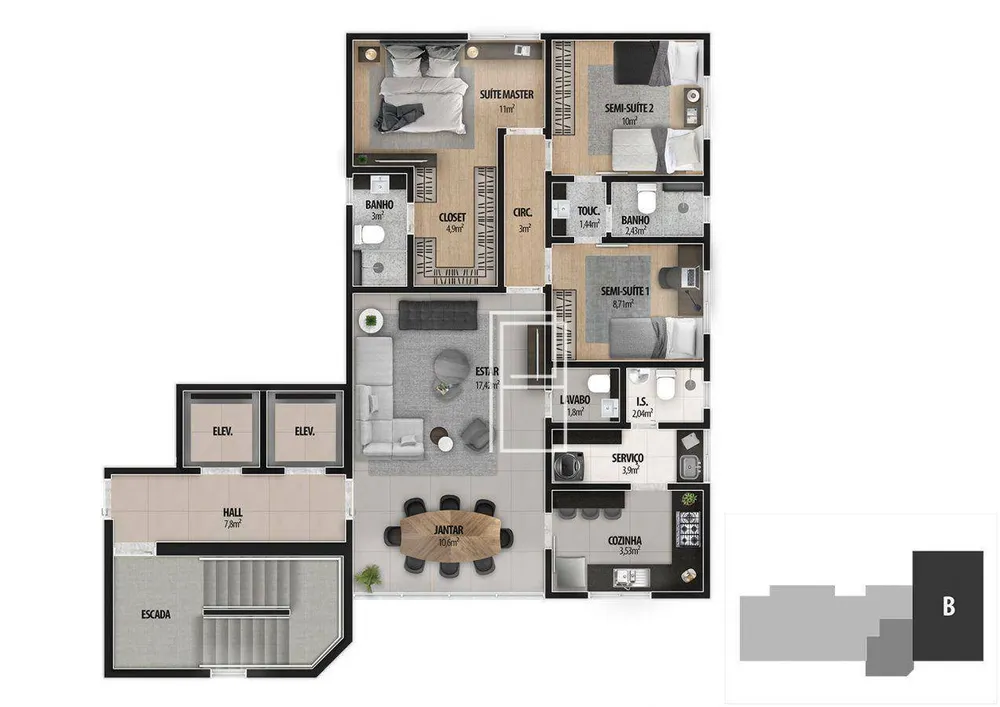 Cobertura, 4 quartos, 199 m² - Foto 11