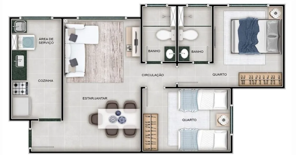 Apartamento, 2 quartos, 1 m² - Foto 3