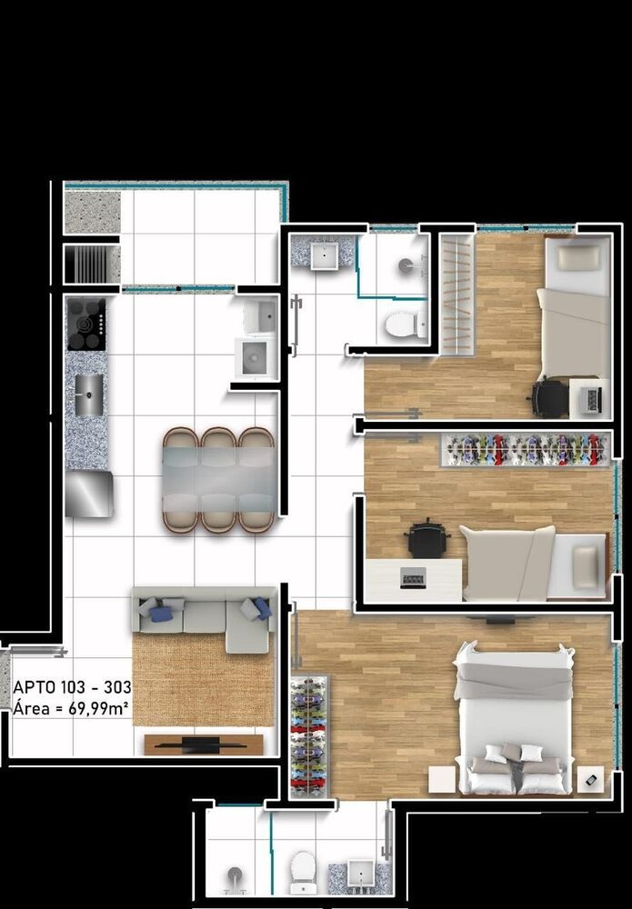 Apartamento à venda com 3 quartos, 68m² - Foto 3
