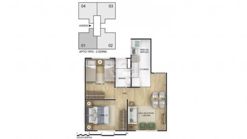 Apartamento à venda com 2 quartos, 39m² - Foto 3