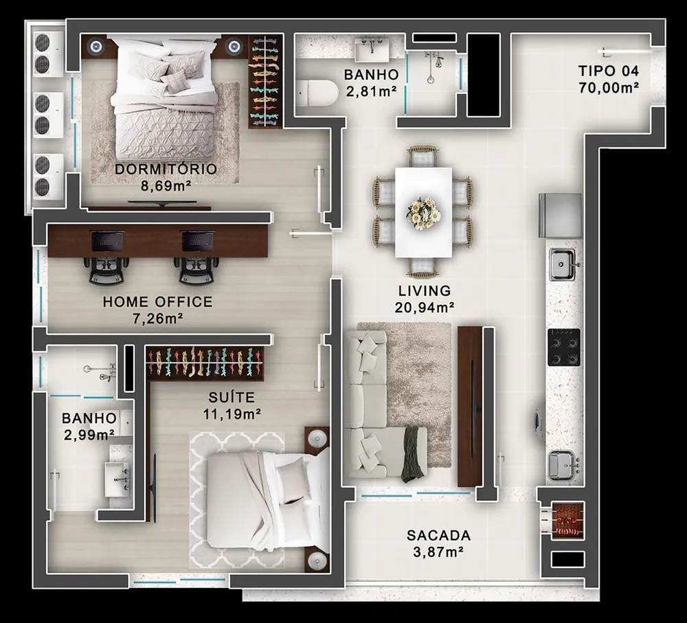 Apartamento, 2 quartos, 71 m² - Foto 1