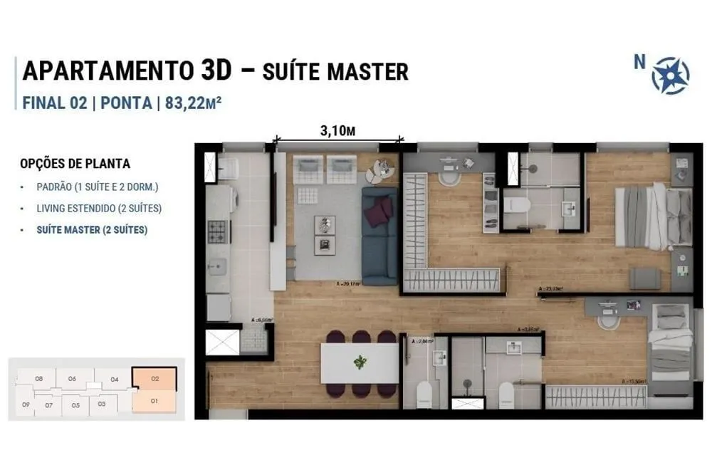Apartamento, 3 quartos, 81 m² - Foto 2