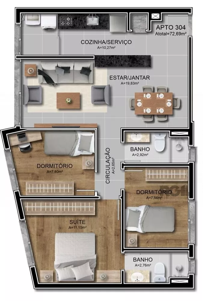 Apartamento à venda com 3 quartos, 73m² - Foto 5