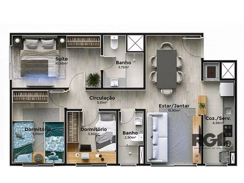 Apartamento à venda com 3 quartos, 66m² - Foto 3