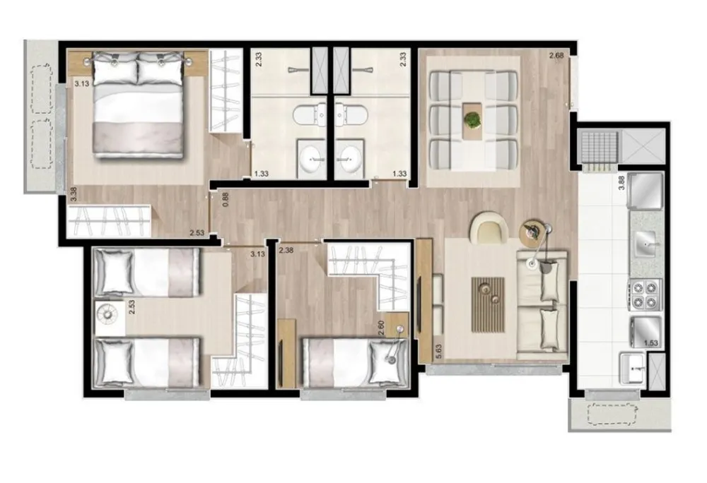 Apartamento, 2 quartos - Foto 2