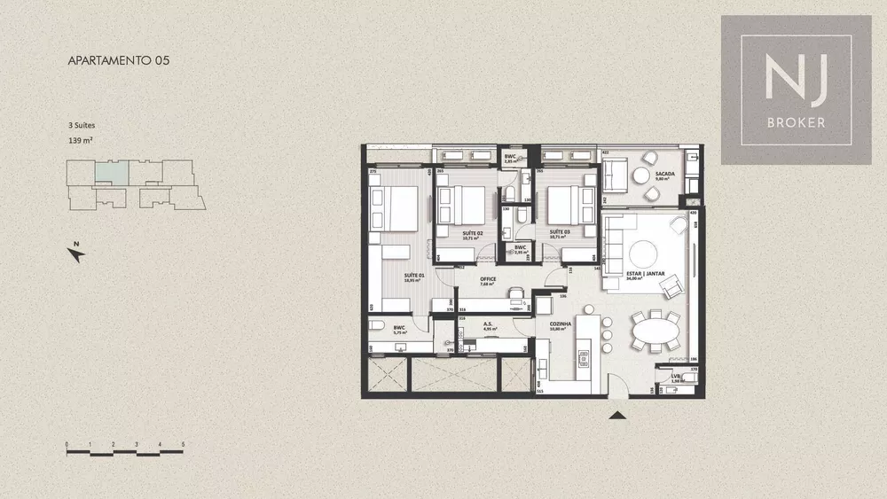 Apartamento, 3 quartos, 138 m² - Foto 1