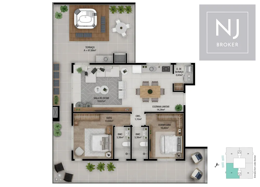 Cobertura, 2 quartos, 148 m² - Foto 3