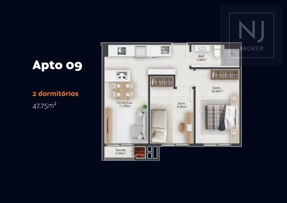 Apartamento, 2 quartos, 53 m² - Foto 10