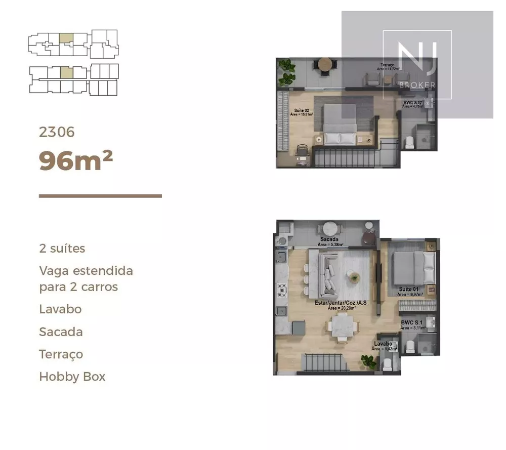Apartamento, 2 quartos, 96 m² - Foto 1