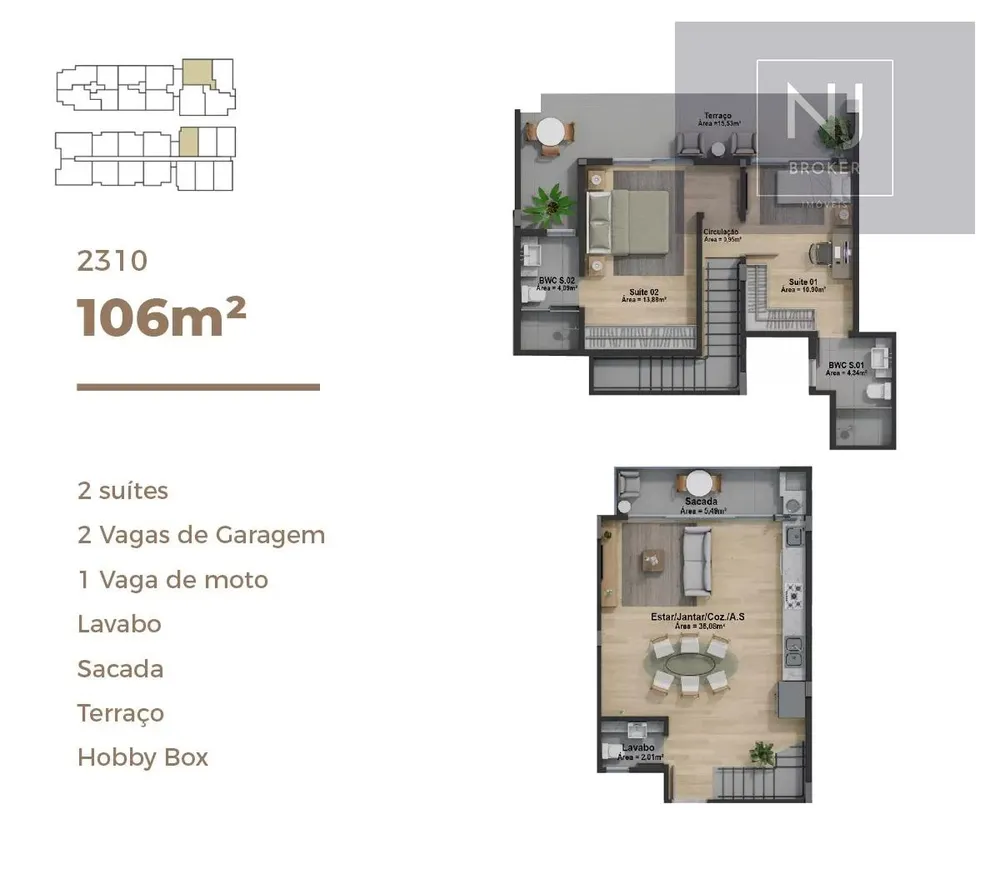 Apartamento, 2 quartos, 106 m² - Foto 2