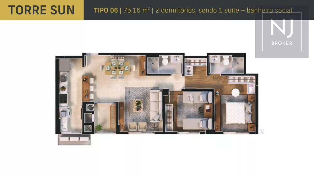 Apartamento, 2 quartos, 75 m² - Foto 3