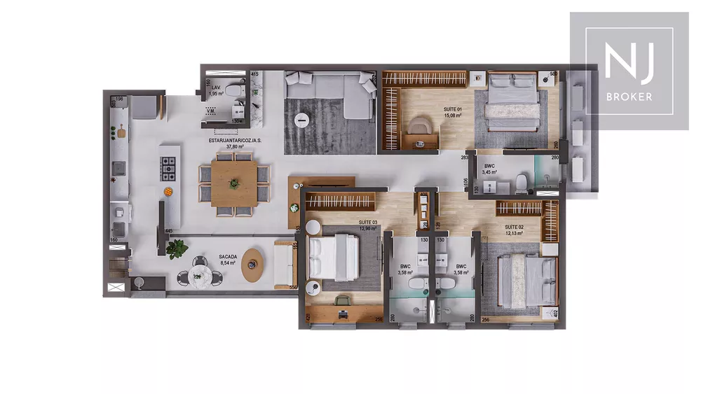 Apartamento, 3 quartos, 129 m² - Foto 2