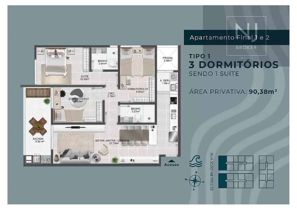 Apartamento, 3 quartos, 90 m² - Foto 2
