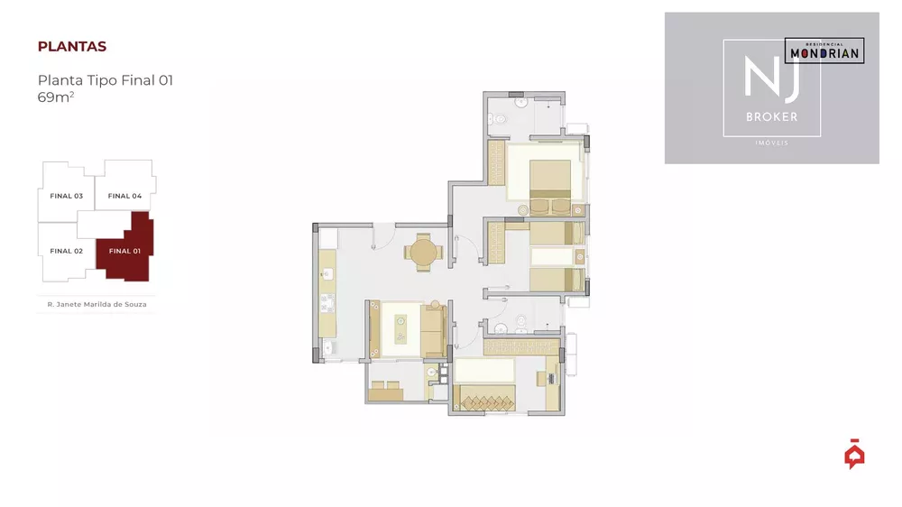 Apartamento, 3 quartos, 62 m² - Foto 1
