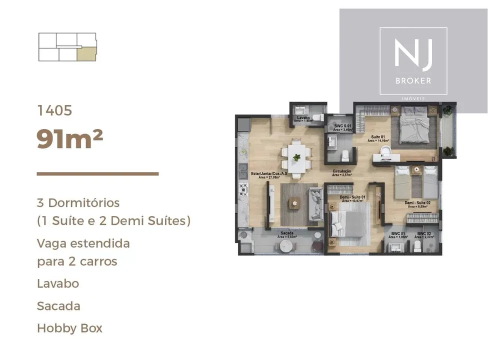 Apartamento, 3 quartos, 91 m² - Foto 7