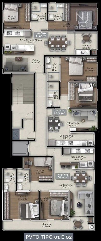 Apartamento, 2 quartos, 58 m² - Foto 4